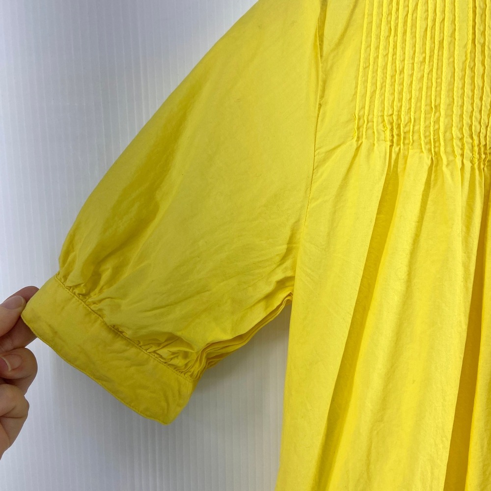 J Crew Short Sleeve Mini Dress Yellow Cotton Poplin Womens Small Tall - Picture 6 of 14
